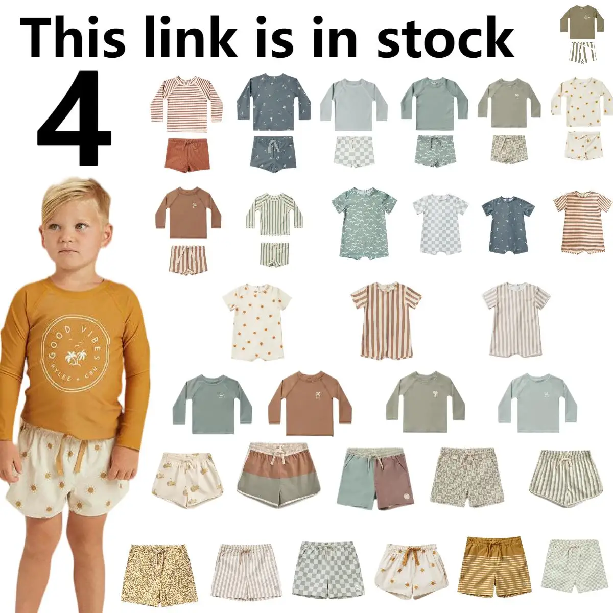 Комплект купального костюма для мальчика с длинными рукавами и шортами