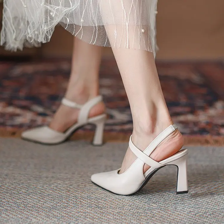 

Sandals Women's Mid Heels Summer Wild Chunky Heels Ankle-Strap Pumps Closed Toe Back Empty Fashion Sandals Women