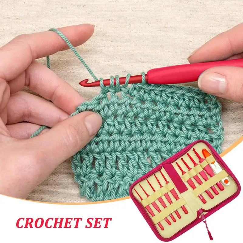Zestaw haczyków do szydełkowania z etui igieł dziewiarskich 9-miarowa przędza Ergonomiczny uchwyt Antypoślizgowy Ręczna dziewiarska sztuka