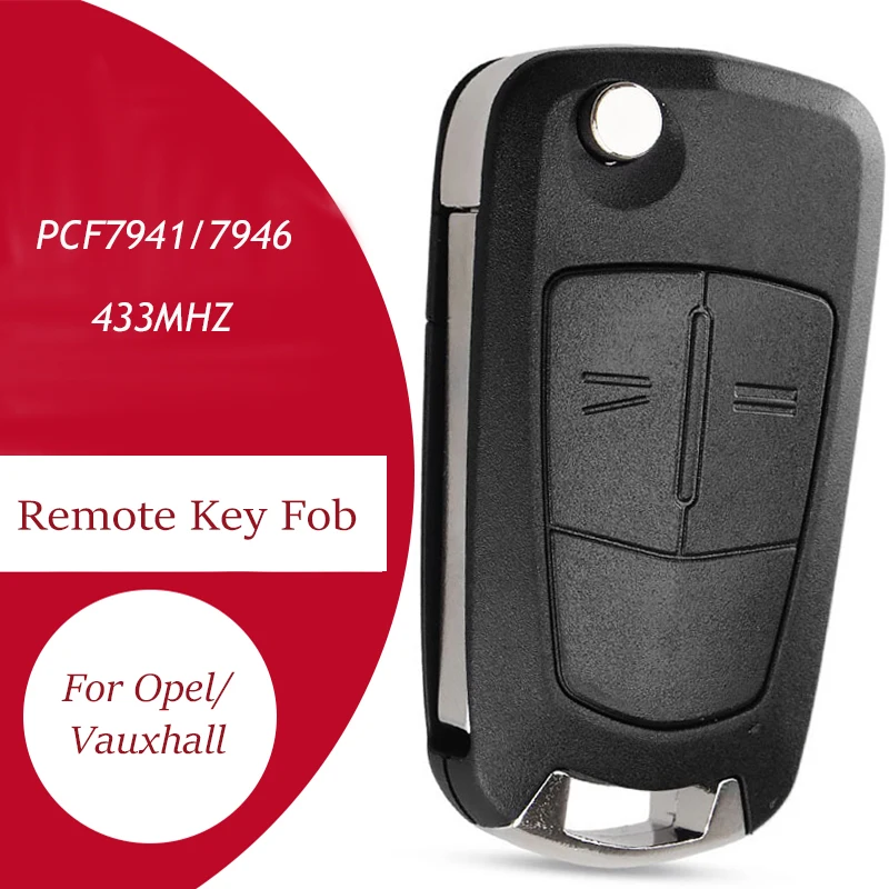 

KEYECU Flip Remote Car Key 433MHZ PCF7941/7946 2 Button For Opel/Vauxhall Astra H 2004-2009 Zafira B 2005-2013 Corsa D Vectra C