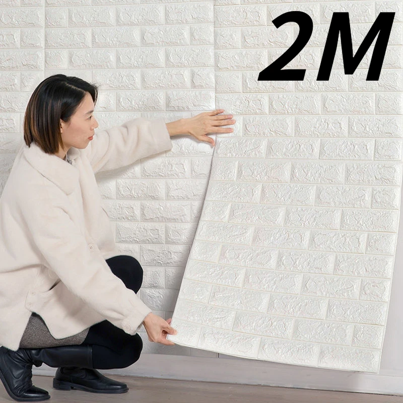 

3D обои с имитацией кирпичной стены, самоклеящиеся водонепроницаемые обои для детской, спальни, кухни, домашнее украшение для стен, 2 м