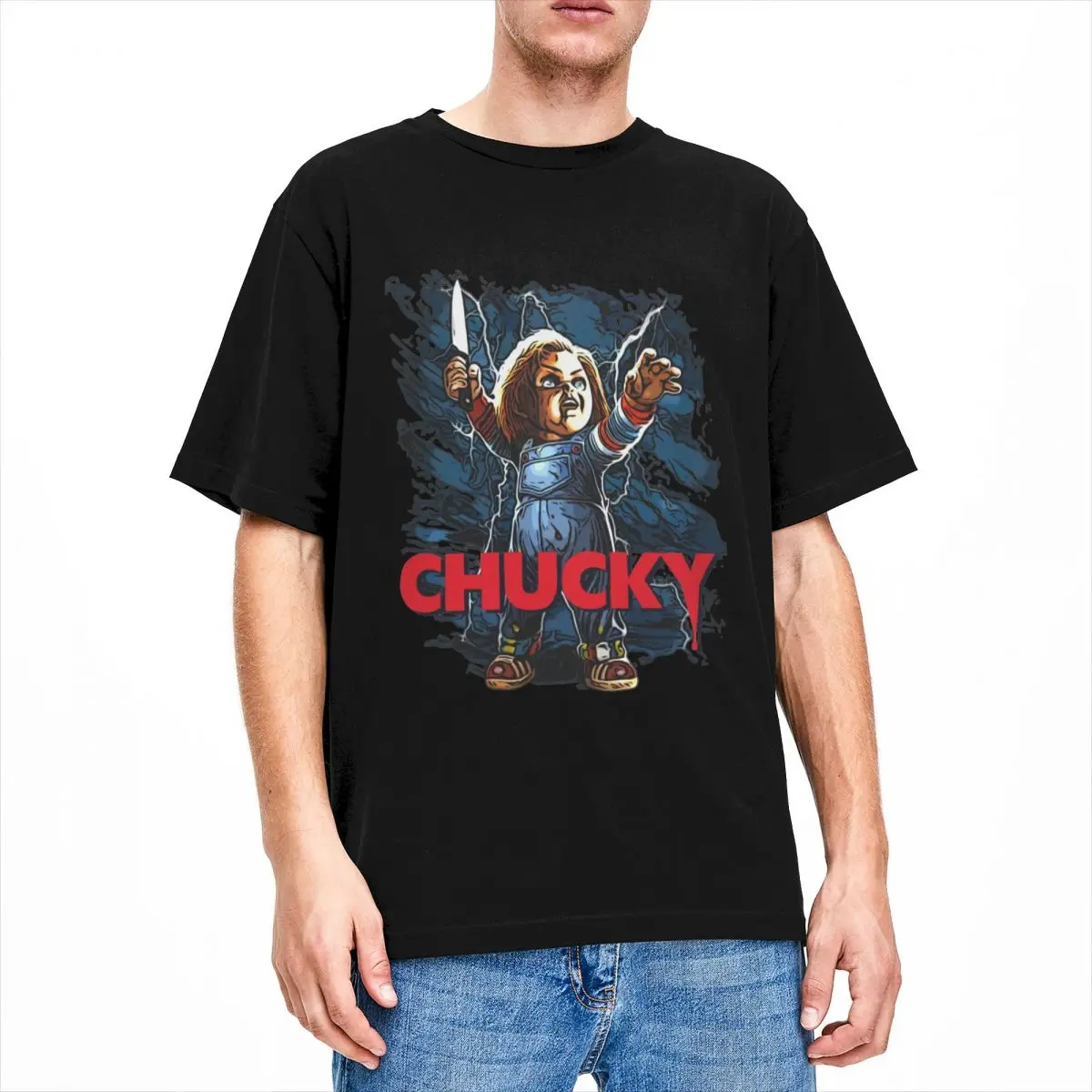 Chucky T Shirt Stuff Men Women's Cotton Vintage Round Neck Child's Play Doll Tees Short Sleeve Clothing Plus Size