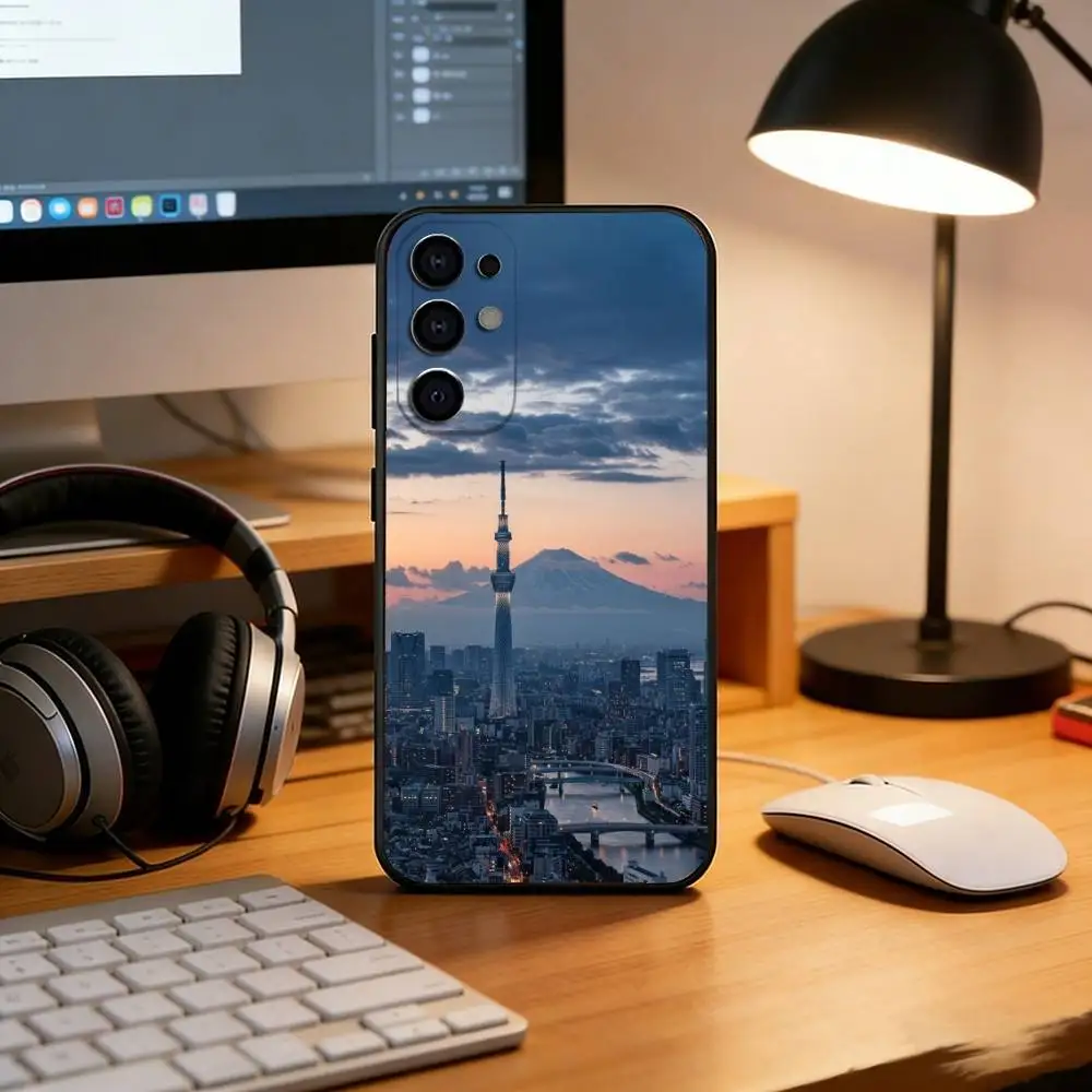 Фото Чехол для телефона с видом на улицы Токио для Samsung S25, S24, S21, S22, S23, S30, Ultra, S20, Plus, FE, Lite, Note, 10, черный чехол №4