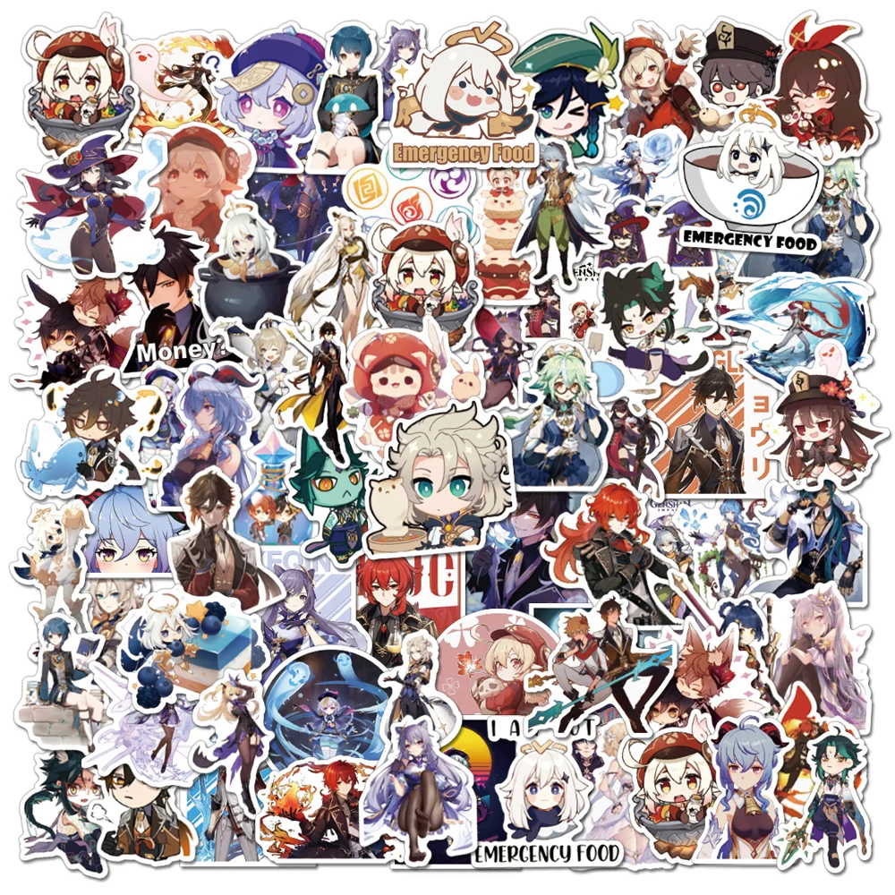 

50pcs Anime Game Genshin Impact Stickers Graffiti for Laptop Luggage Skateboard Guitar Motorcycle Decal Scrapbook Toy