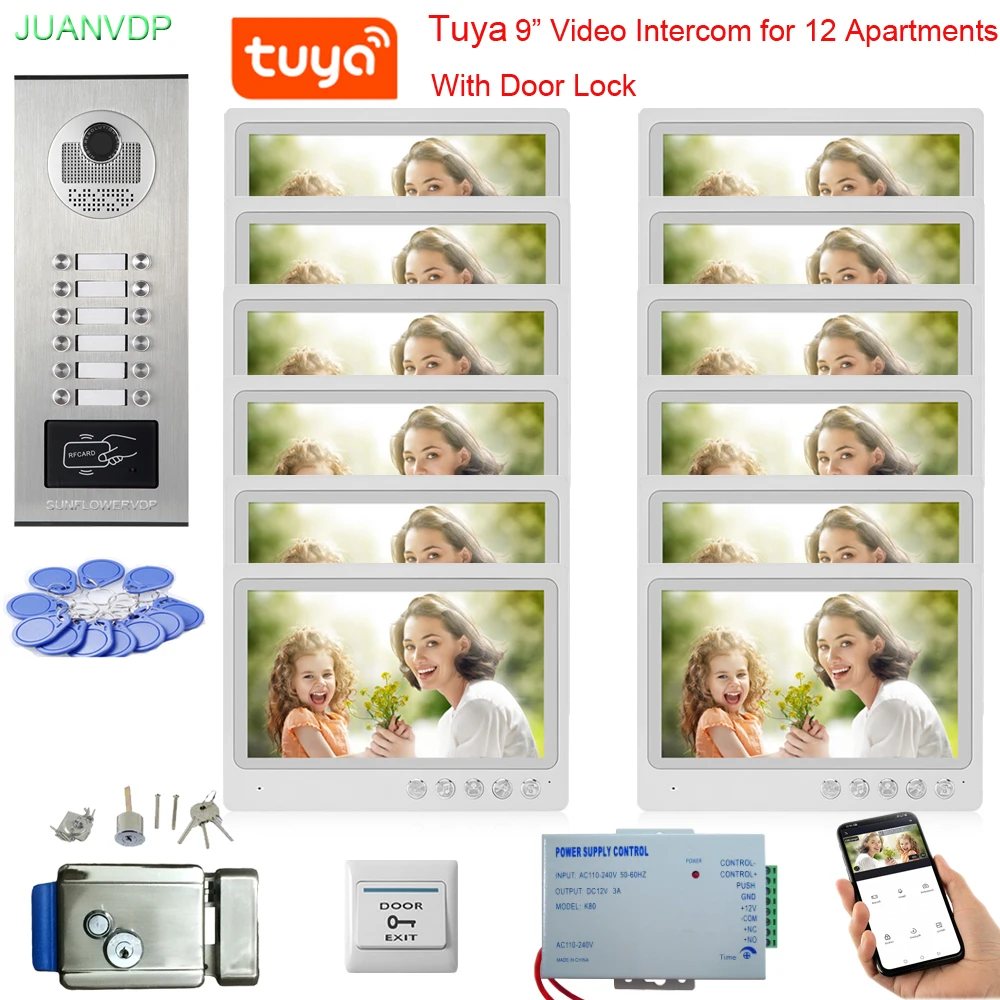 9-дюймовый монитор система видеодомофона умный Wi-Fi видеодомофон дверной телефон