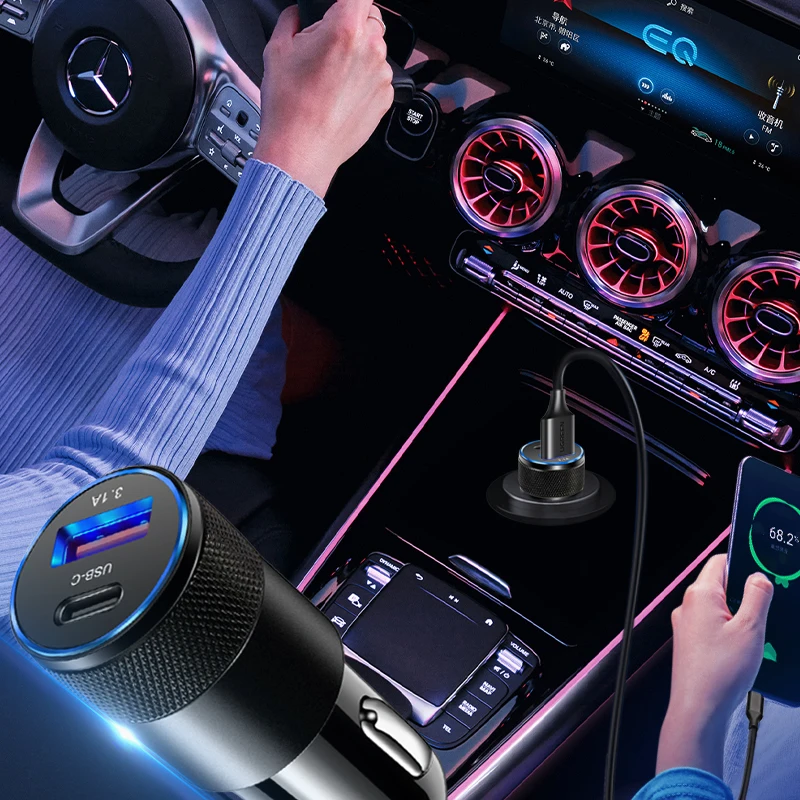 Автомобильное зарядное устройство USB быстрая зарядка QC3.0 3.1A PD Type C 15 Вт адаптер для