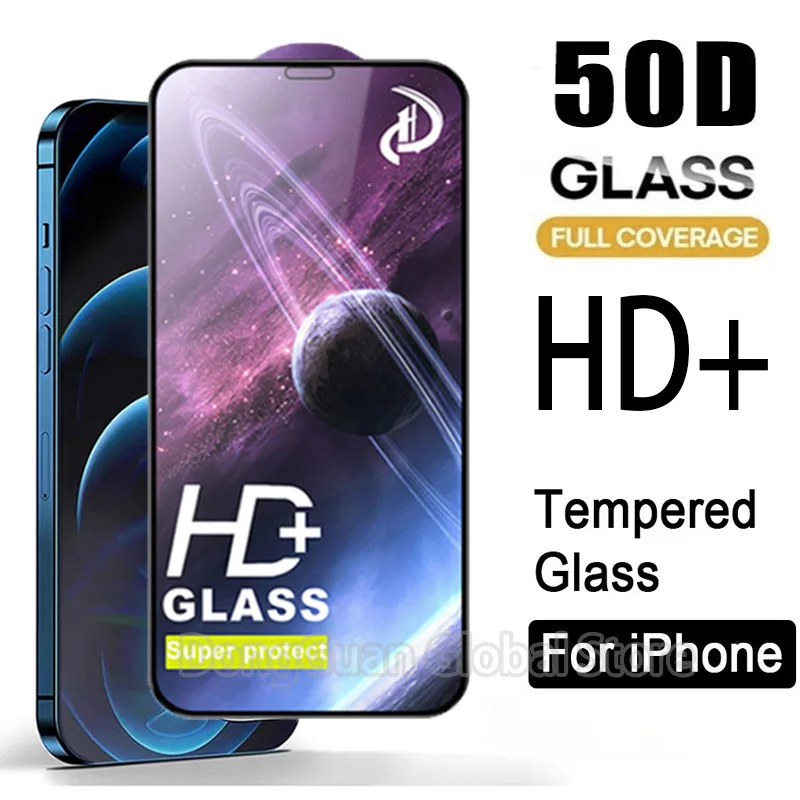 

Закаленное стекло 50D HD + для iPhone 12 Pro, Защита экрана для iPhone 12 Pro, полноэкранная стеклянная пленка