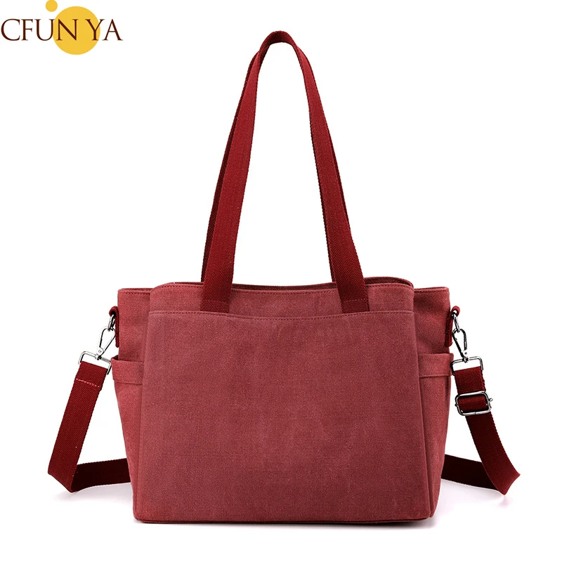 

CFUN YA New Canvas Totes Women Bag Simple Design Female Shoulder Crossoby Bags Travel Causal Lady Handbag Messenger Pack Sac