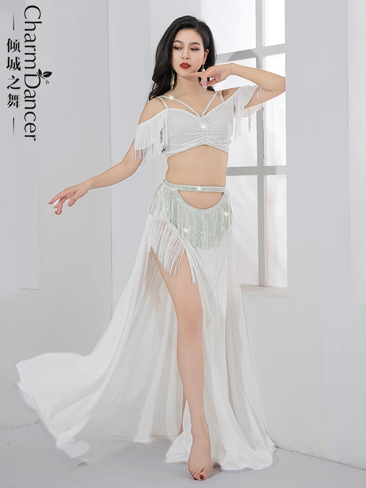 Оригинальный костюм для танца живота тренировочный с юбкой высокой талией и