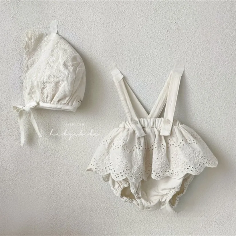 

Новинка, летние комбинезоны для маленьких девочек, модные хлопковые кружевные комбинезоны в Корейском стиле для новорожденных, одежда для маленьких девочек