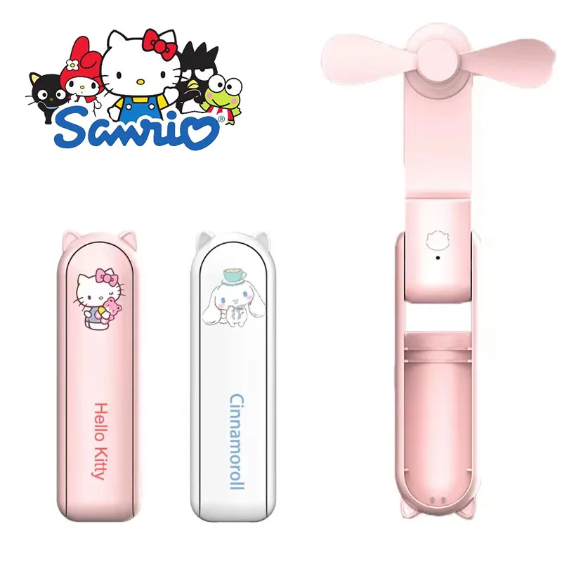 

2023 Kawaii Sanrio Small Fan Hello Kittys Y2K Kuromi Cinnamoroll Anime Small Fan Summer Usb Handheld Rechargeable Fan Girls Gift