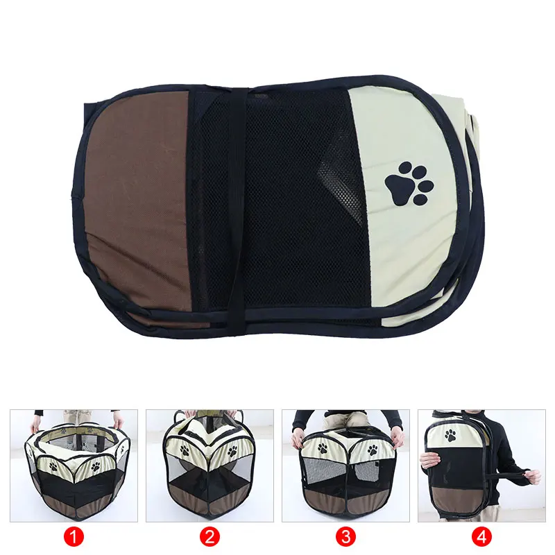 portable folding pet tent dog house octagonal cage for cat tent playpen puppy kennel easy operation fence outdoor big dogs house free global shipping