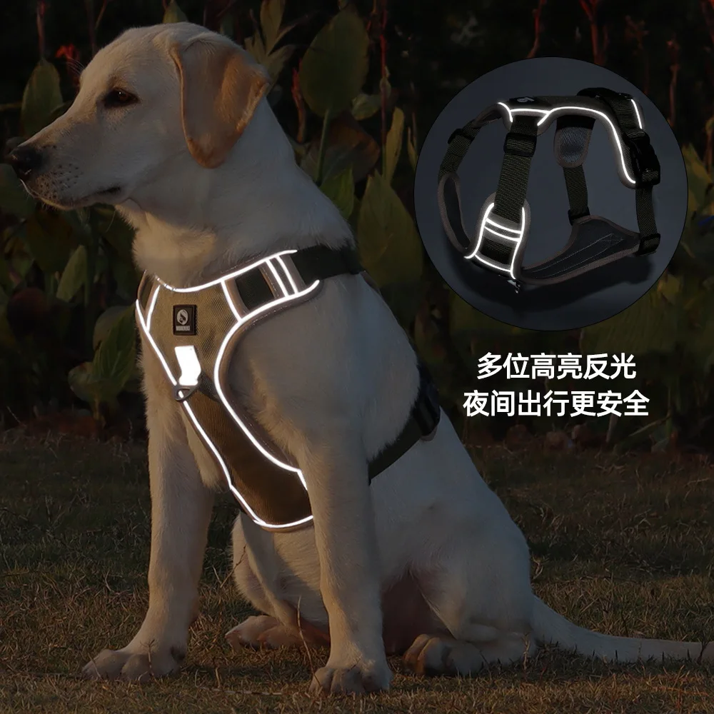 

Dog traction rope explosion-proof handle chest back large dog rope reflective pet chest strap wholesale dog harness dog chain
