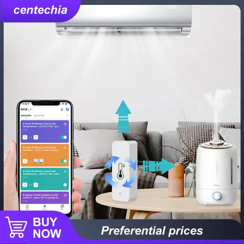 

Smart Home Temperature Humidity Sensor Tuya Smart App Remote Monitor Temperature And Humidity Sensor Low Battery Alarm Tuya Wifi