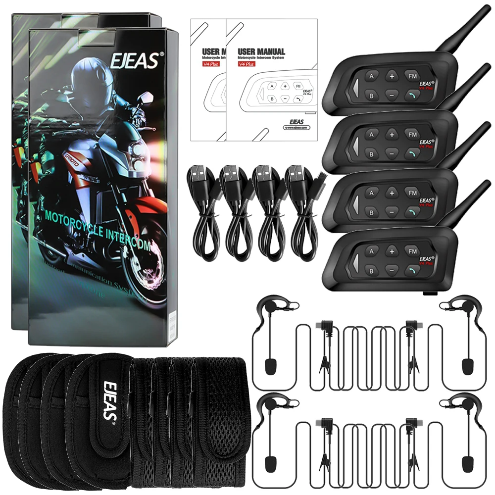 4 шт. полнодуплексные Bluetooth-наушники для футбольной конференции 1500 м