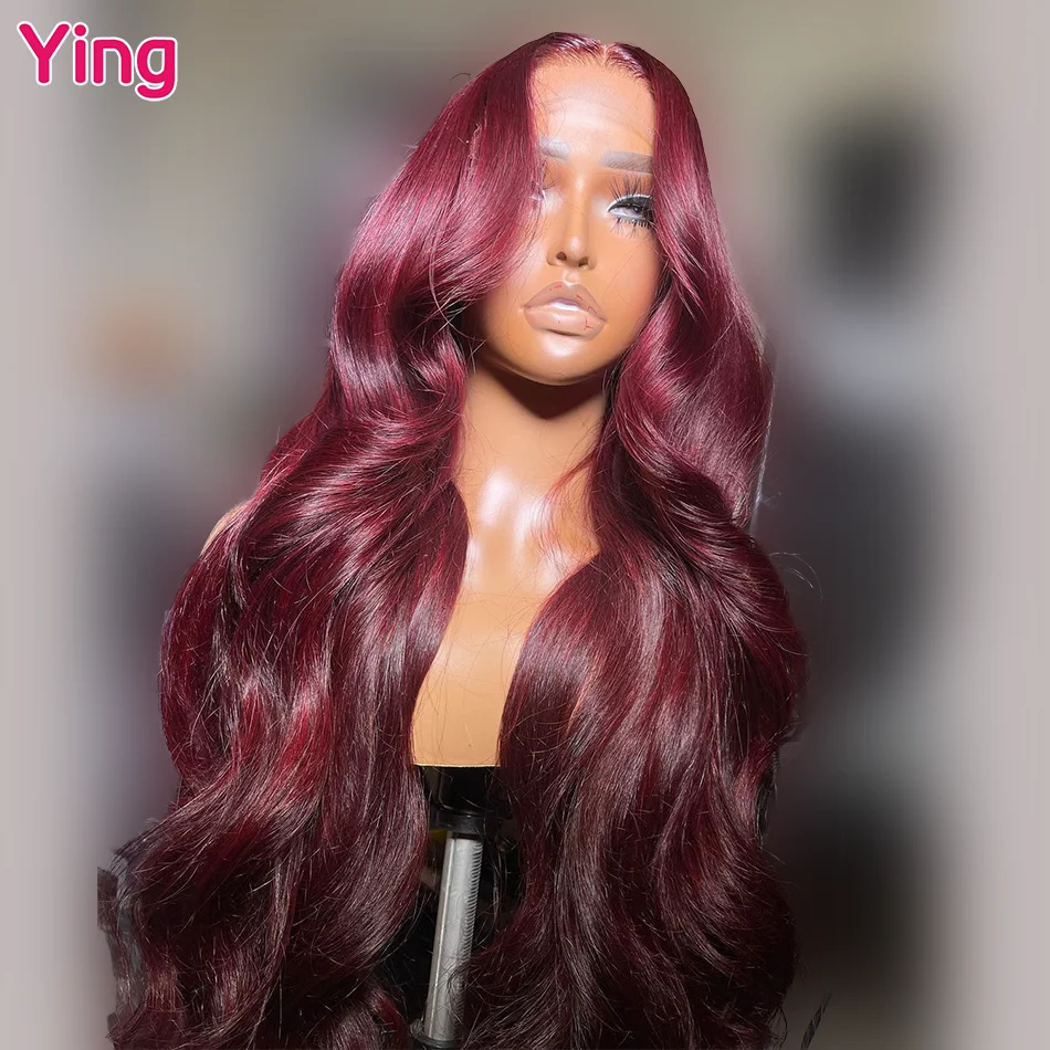 Ying Hair Dark Burgundy 13x4 Lace Front Wig 10 A Remy Human Hair 13x6 Lace Front Wig  PrePlucked 5x5 Transparent Lace Wig