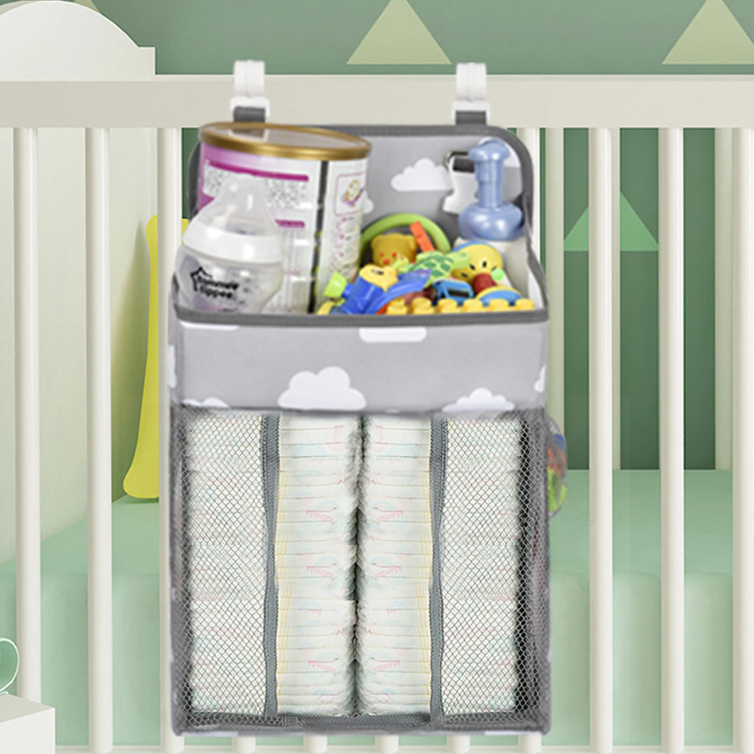 

Crib Organizer Hanging Bag Portable Diaper Changing Table Baby Organizer - Newborn Baby Essentials Hanging in Crib Cradle Bag
