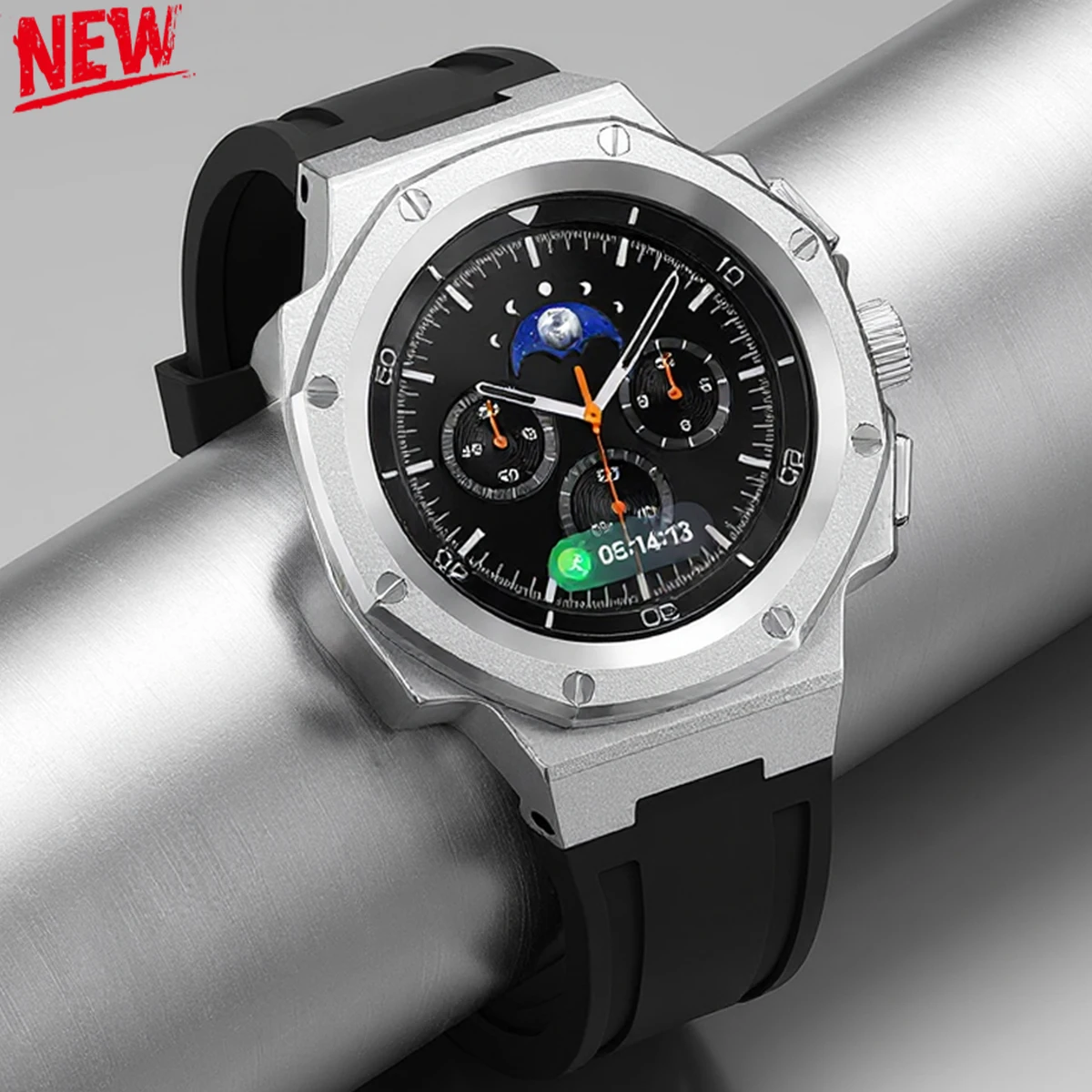 Фото Роскошный комплект модификации для Samsung Galaxy Watch 8 40, 44 мм/8 Classic, 46 мм, силиконовый ремешок + металлический чехол для Galaxy 8/8 Classic №1