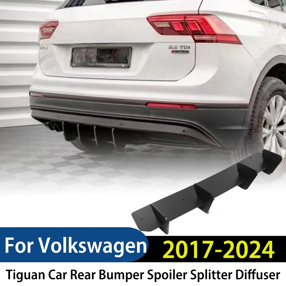 Фото Автомобильный задний бампер, спойлер, сплиттер Rline для Volkswagen Tiguan 2017 2018 2019 2020 2021 2022 2023 2024, автоаксессуары, тюнинг №1