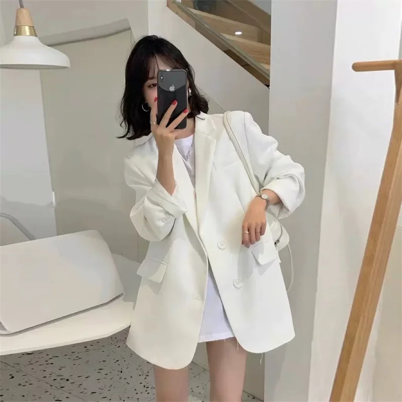 

Black Suit Jacket Female Small Man 2023 New Spring Autumn Korean Version Loose Everything Casual Solid Color Suit Commuting Top