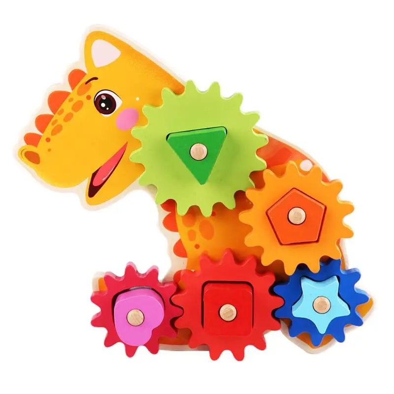 

Wooden Gear Puzzle Toy Funny Toddler Gear Puzzles Animal Gear Block Toy Brain Teaser Intellectual Logical Thinking Early