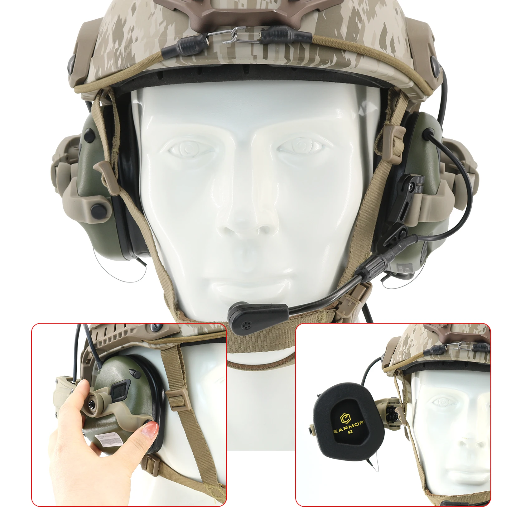 Hearing Protection Electronic Headset Adapter for EARMOR Military Headset M31-Mark3/M32-Mark3/M31X Tactical Headset for ARC Rail