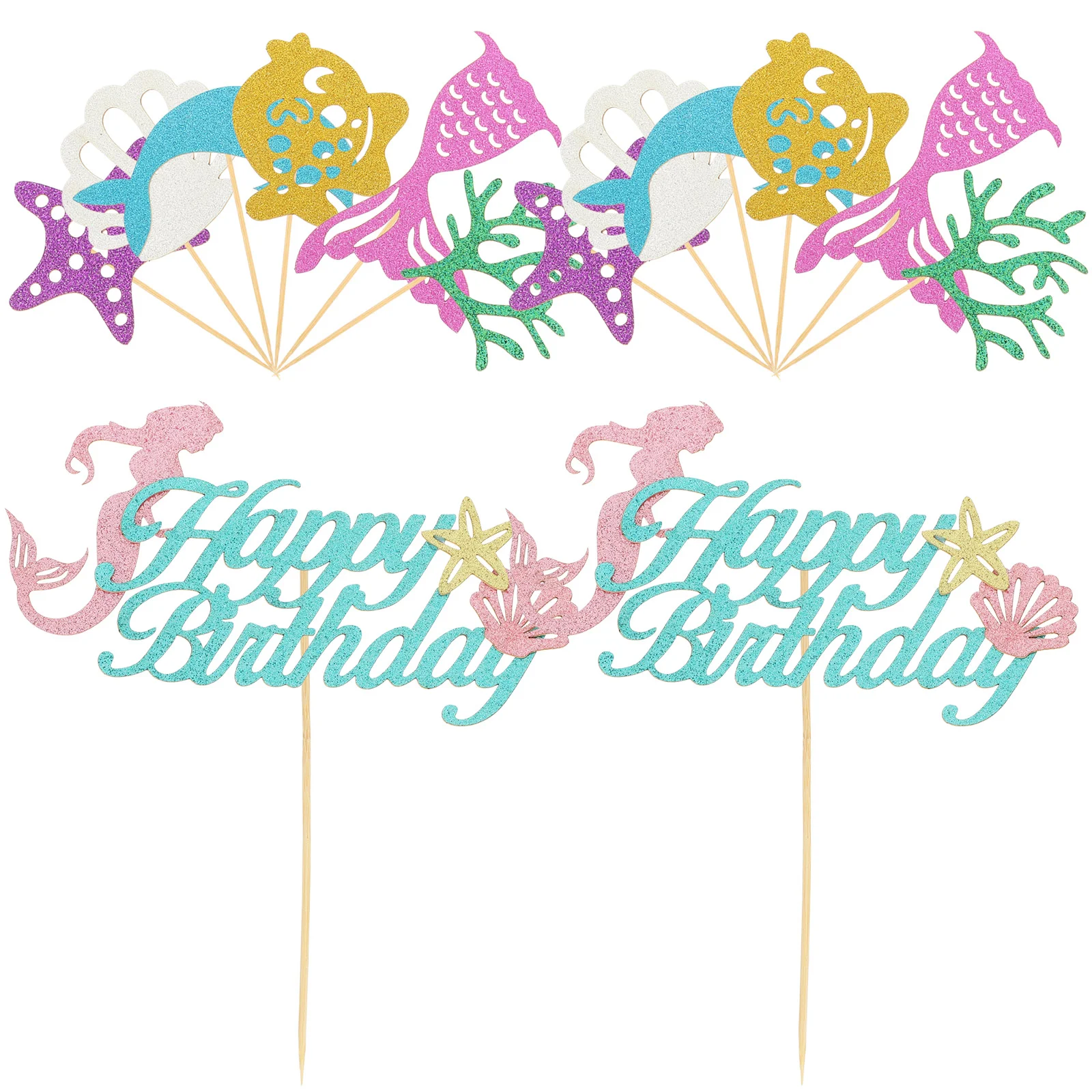 Декор для торта на день рождения девочек вставка в виде русалки бумажные