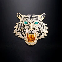 fashion high grade zircon encrusted tiger head brooch pin men and women animal badges corsages holiday gift jewelry accessories