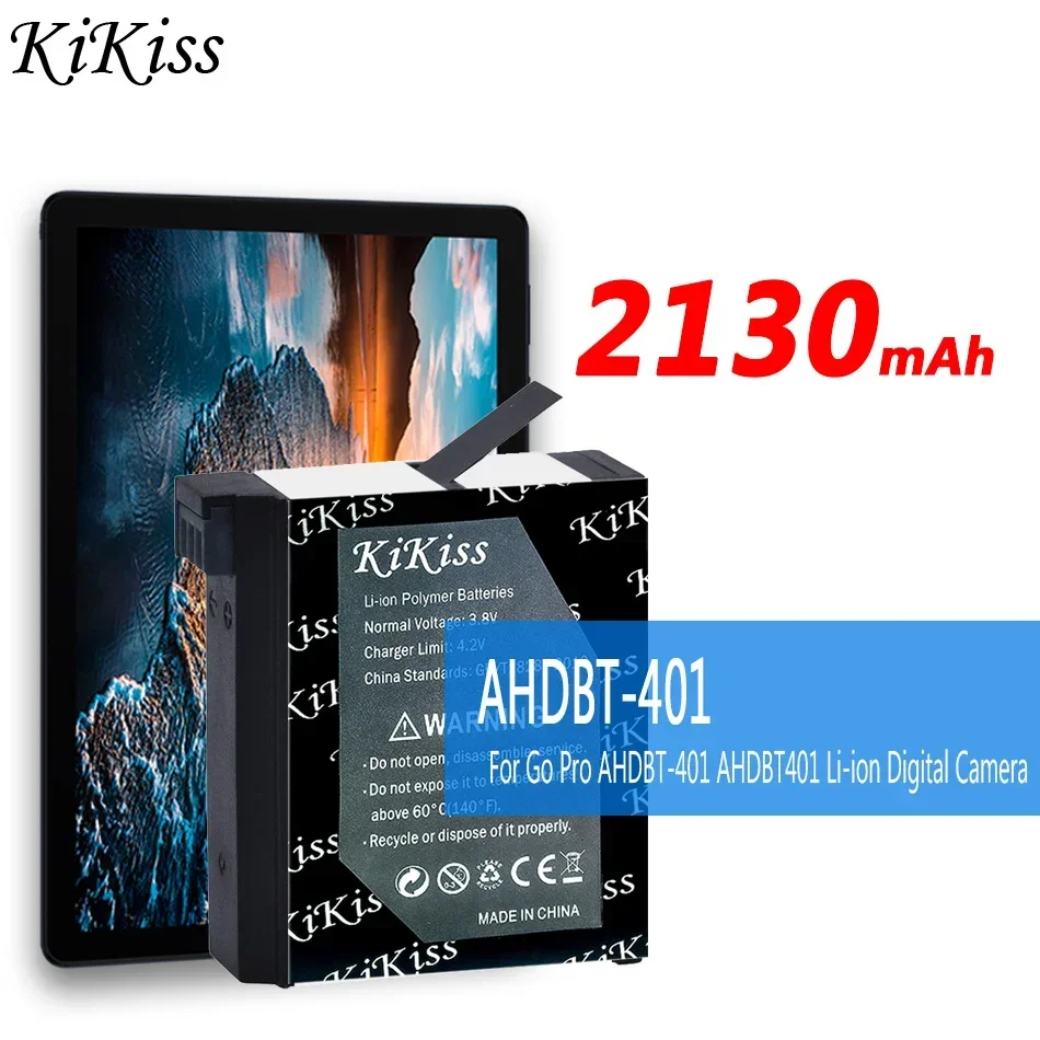Портативный аккумулятор KiKiss емкостью 2130 мАч для цифровой камеры Go Pro AHDBT-401 AHDBT401 4 HD