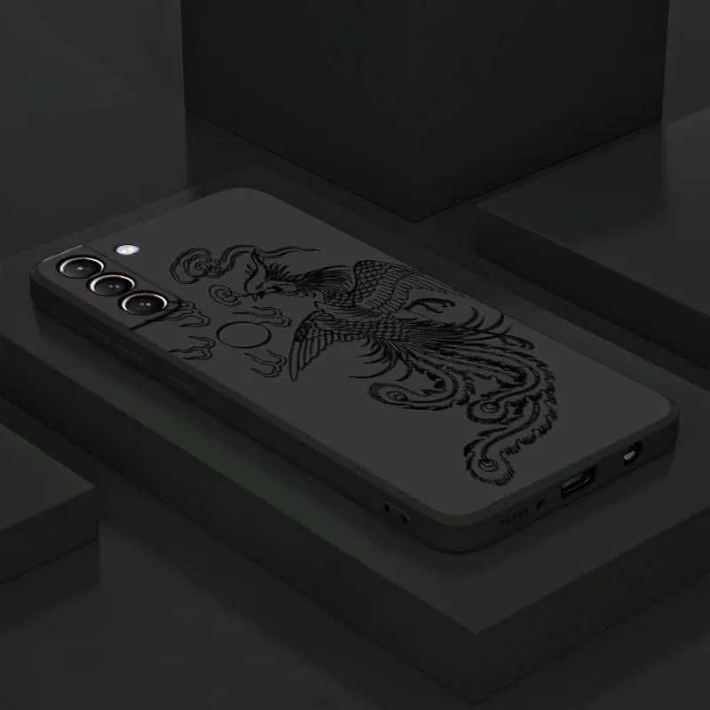 Ink Style Dragon And Phoenix phone Cases for Samsung Galaxy S21 S23 Ultra FE case S20 S24 S10Plus S9 funda Antiscratch cover