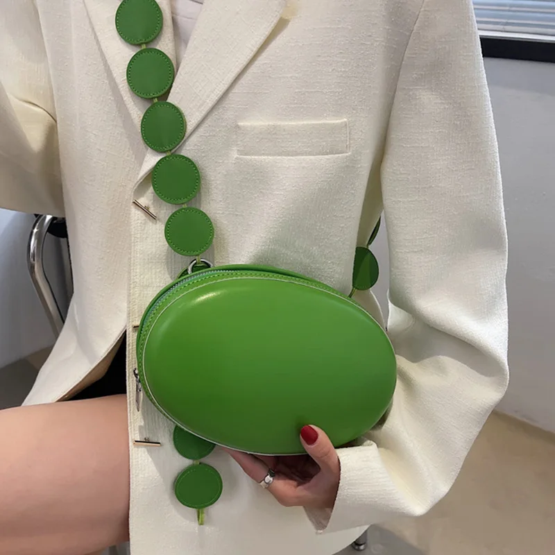 

Brand Women Crossbody Bag Purse Summer Oval Small Shoulder Bags Designer Handbag Solid Color Leather Luxury Crossbody Chest Pack