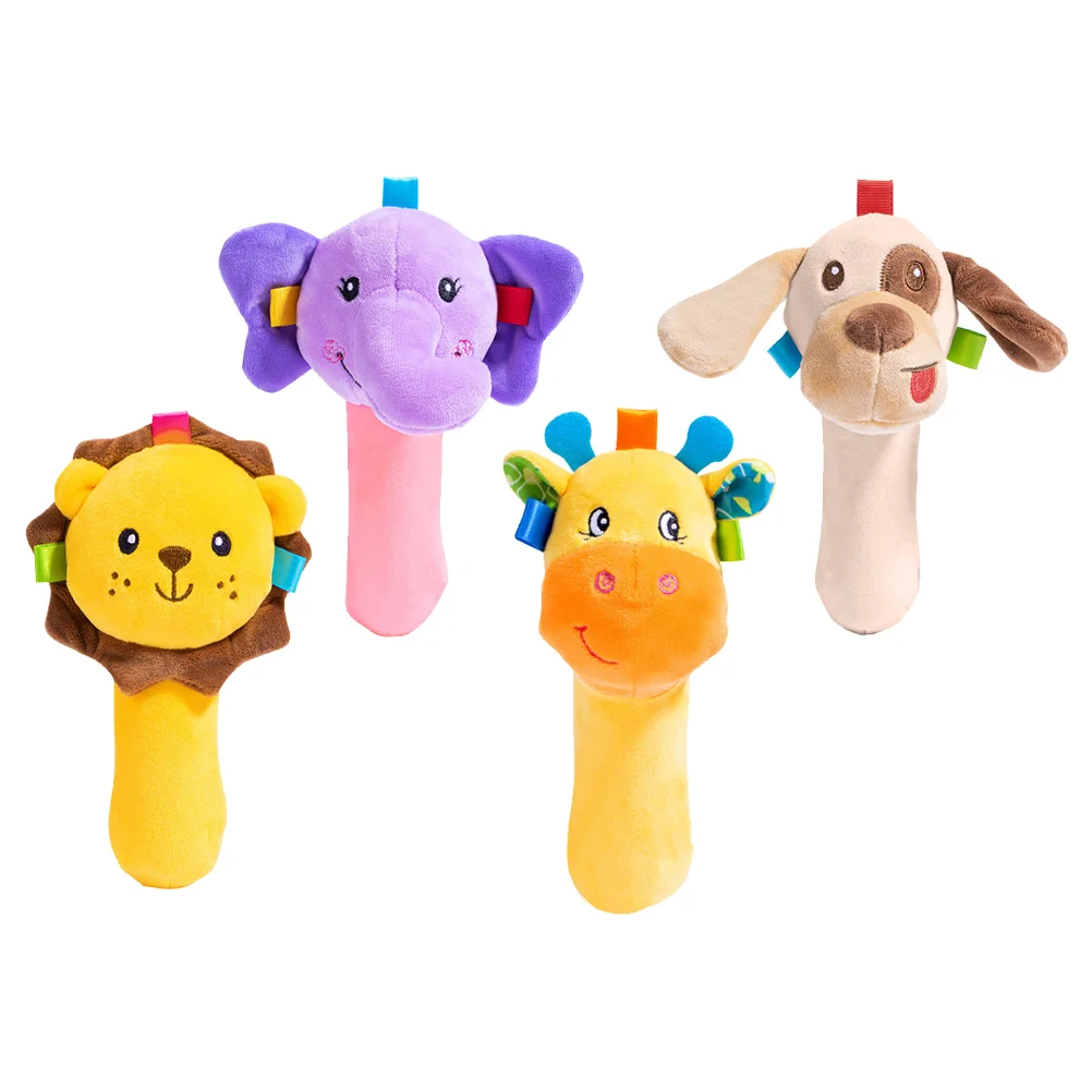 

4pcs Baby Rattle Doll Toy Interactive Toy Cognitive Toys Squeaker Stick Toys