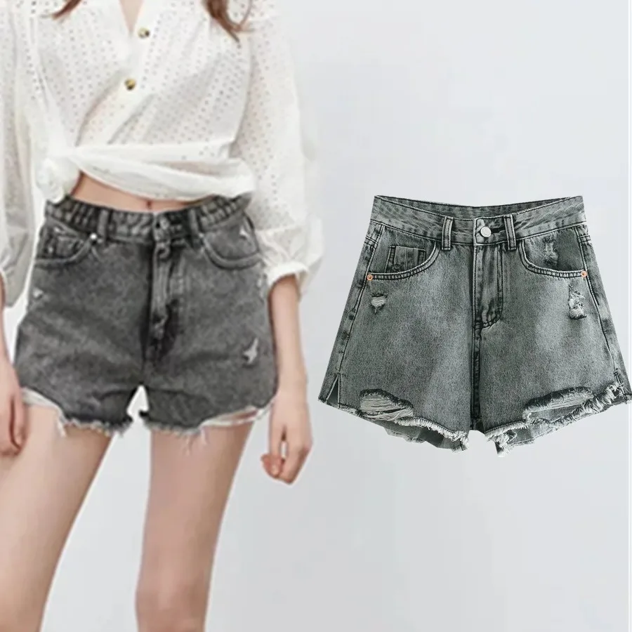 

Jenny&Dave 2022 England Style High Street Washed Hole Mom Shorts Women Ins Fashion Blogger Denim Shorts Fashion Bermuda