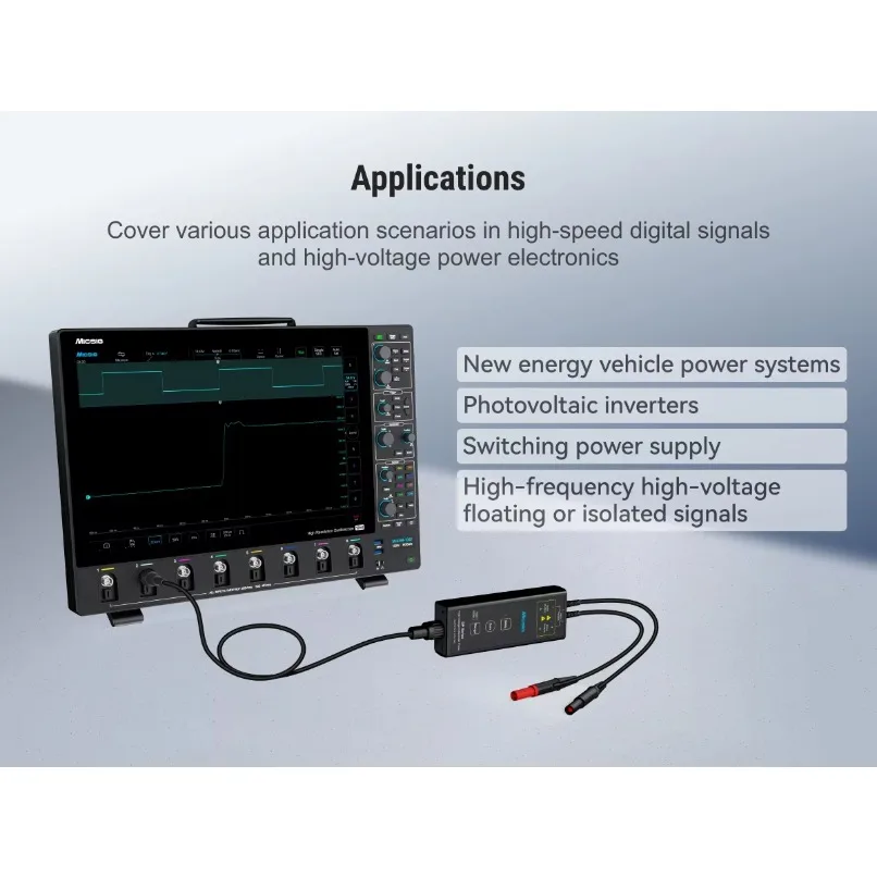 Фото Новый комплект осциллографов Micsig серии DP (1 шт.) с высоковольтными дифференциальными пробниками DP700/DP1500/DP3000, 100 МГц, 100X/1000X №3