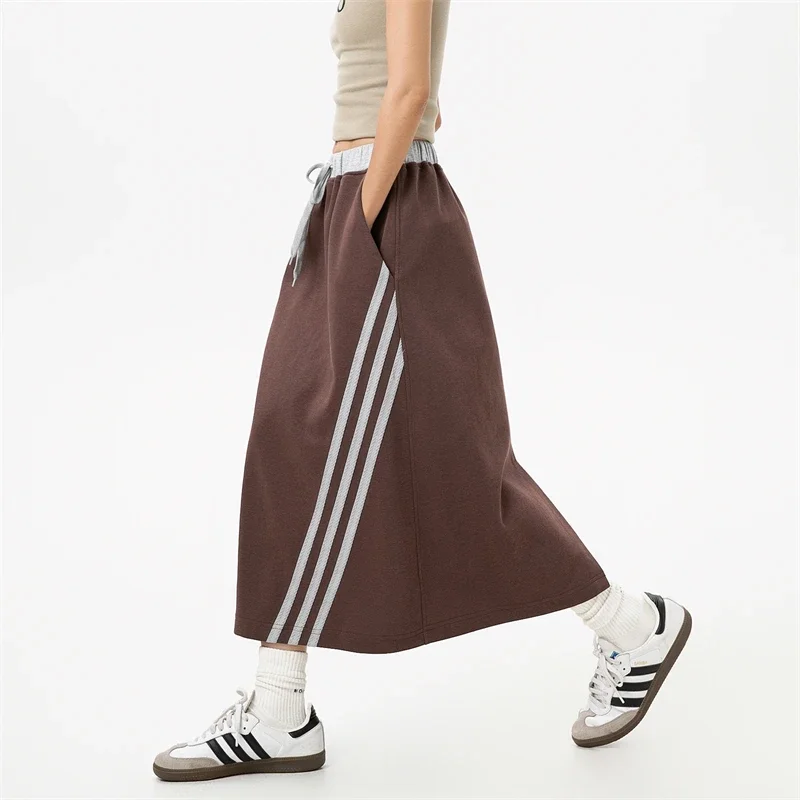 Женская черная юбка модные длинные юбки в Корейском стиле для женщин трендовая