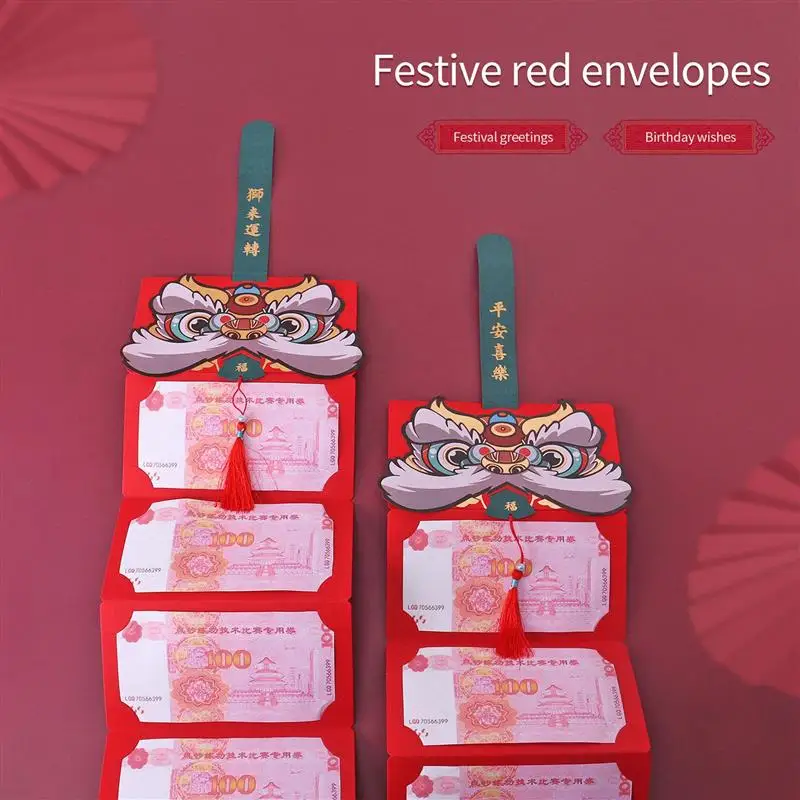 

Складной красный конверт с тигром креативный новогодний счастливый красный пакет индивидуальный танец Лев весенний праздник свадебный по...