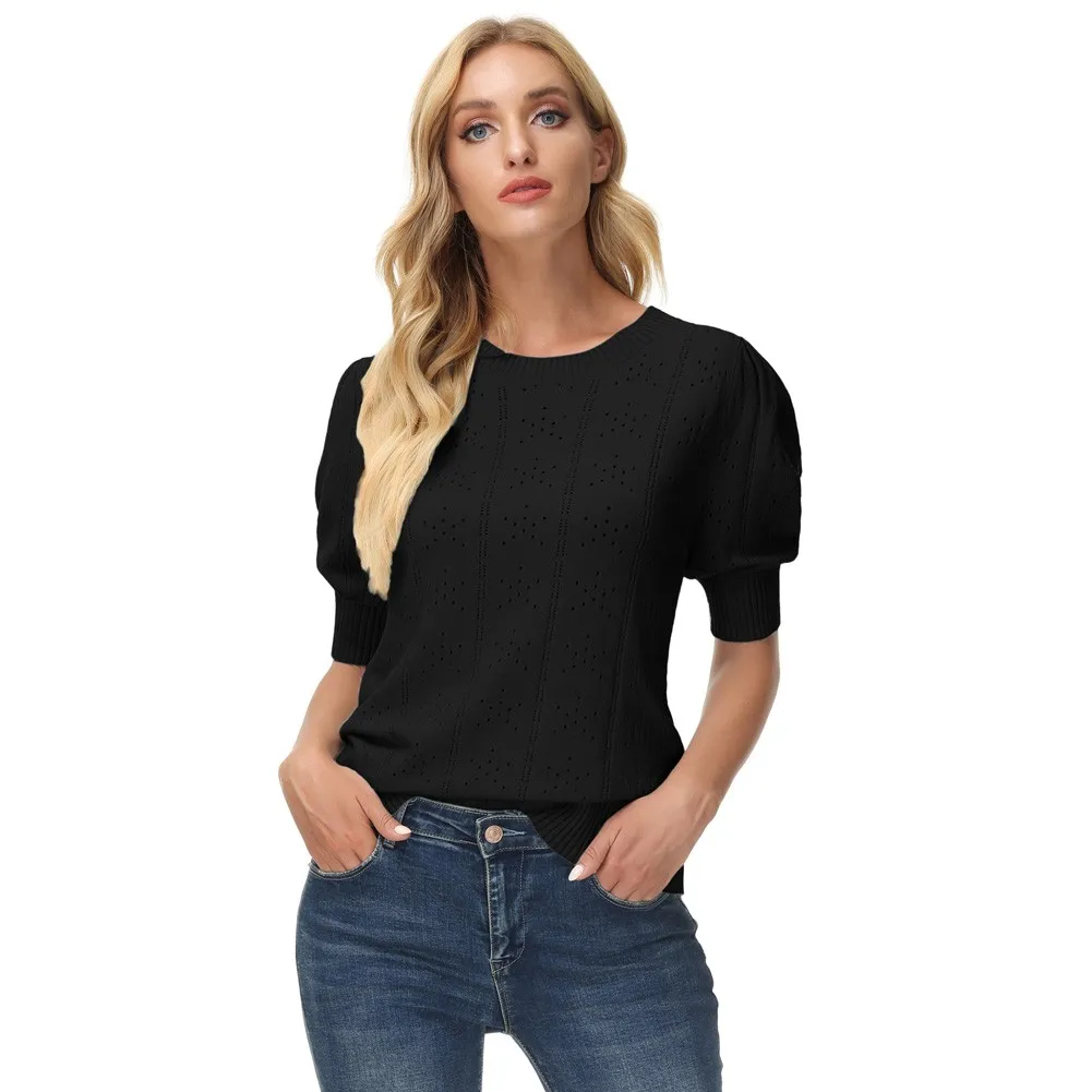 Женский короткий кардиган с рукавами-фонариками V-образным вырезом