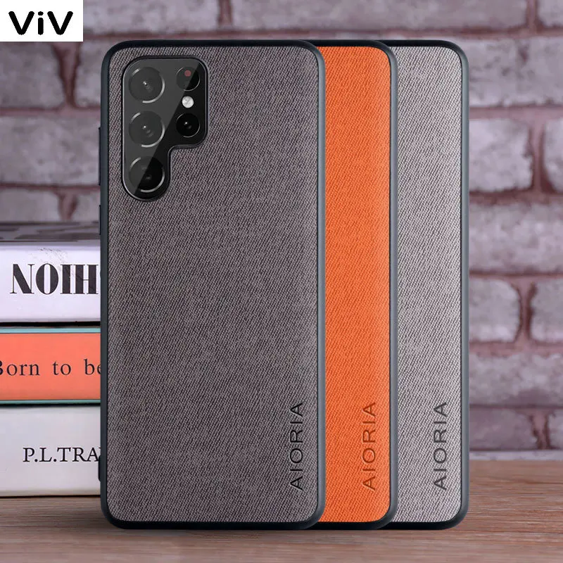 

Чехол для Samsung Galaxy S23 Ultra Plus 5G coque, роскошный текстильный Кожаный Мягкий Твердый чехол для samsung galaxy s23 ultra, чехол