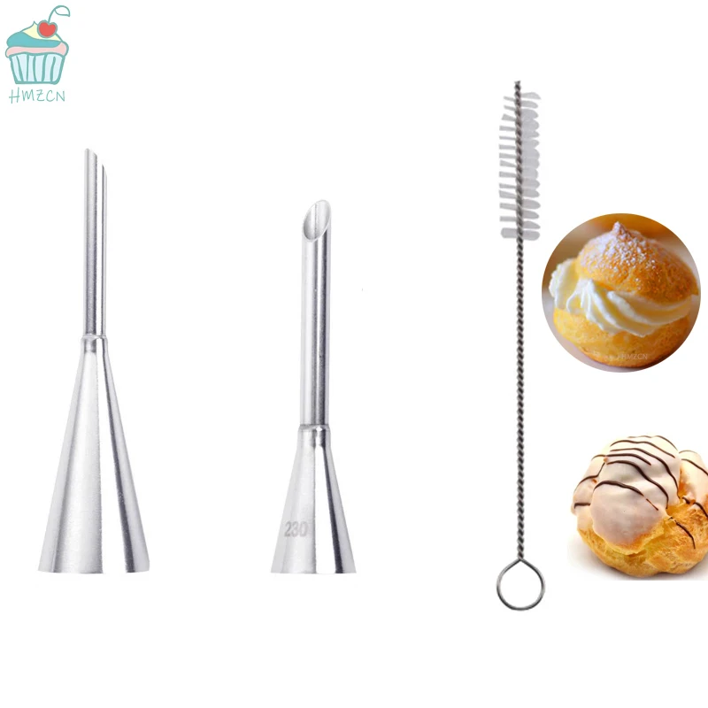 

2/3PCS Cream Icing Piping Puff Nozzle Tips Stainless Steel Cupcake Puffs Injection Russian Syringe Confectionery Pastry Tool
