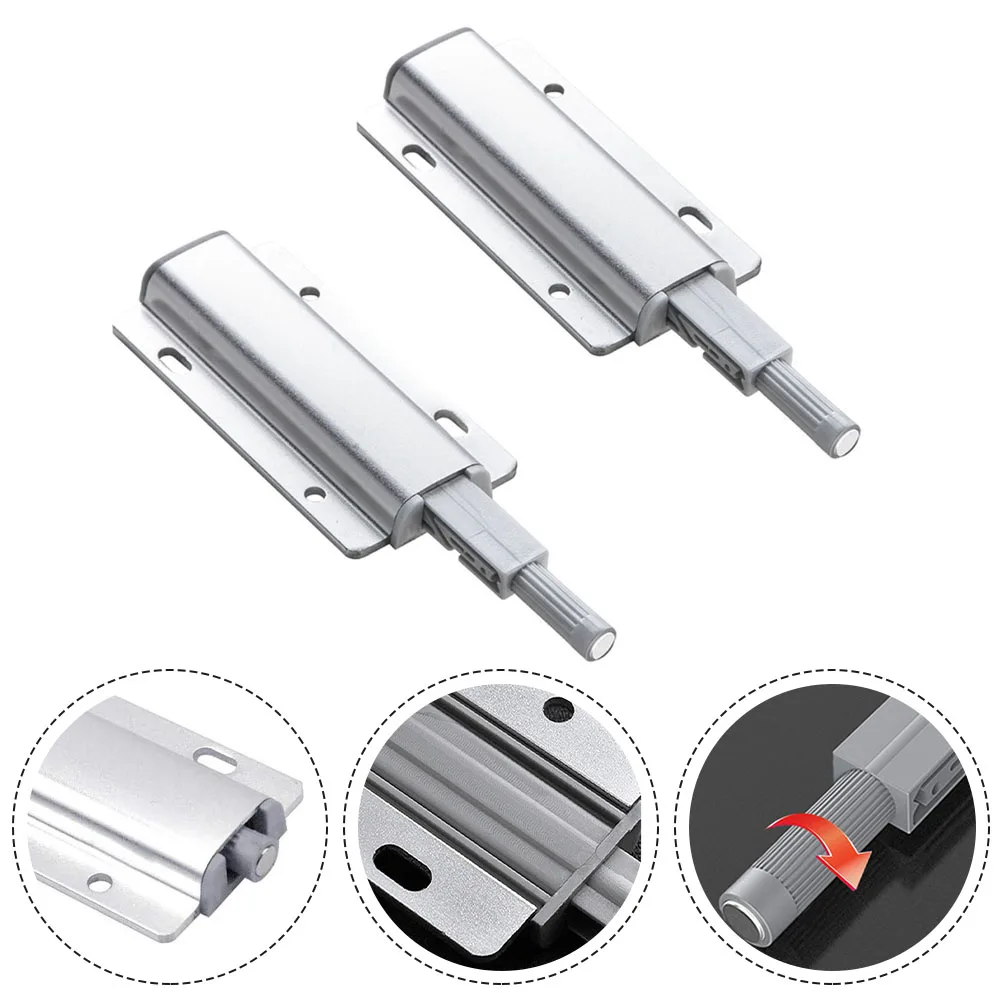 

2PCS Door Lock Latch Heavy Duty Metal Push To Open Catch Kitchen Bathroom Door Slide Bolt Wardrobe Cabinet Home Hardware