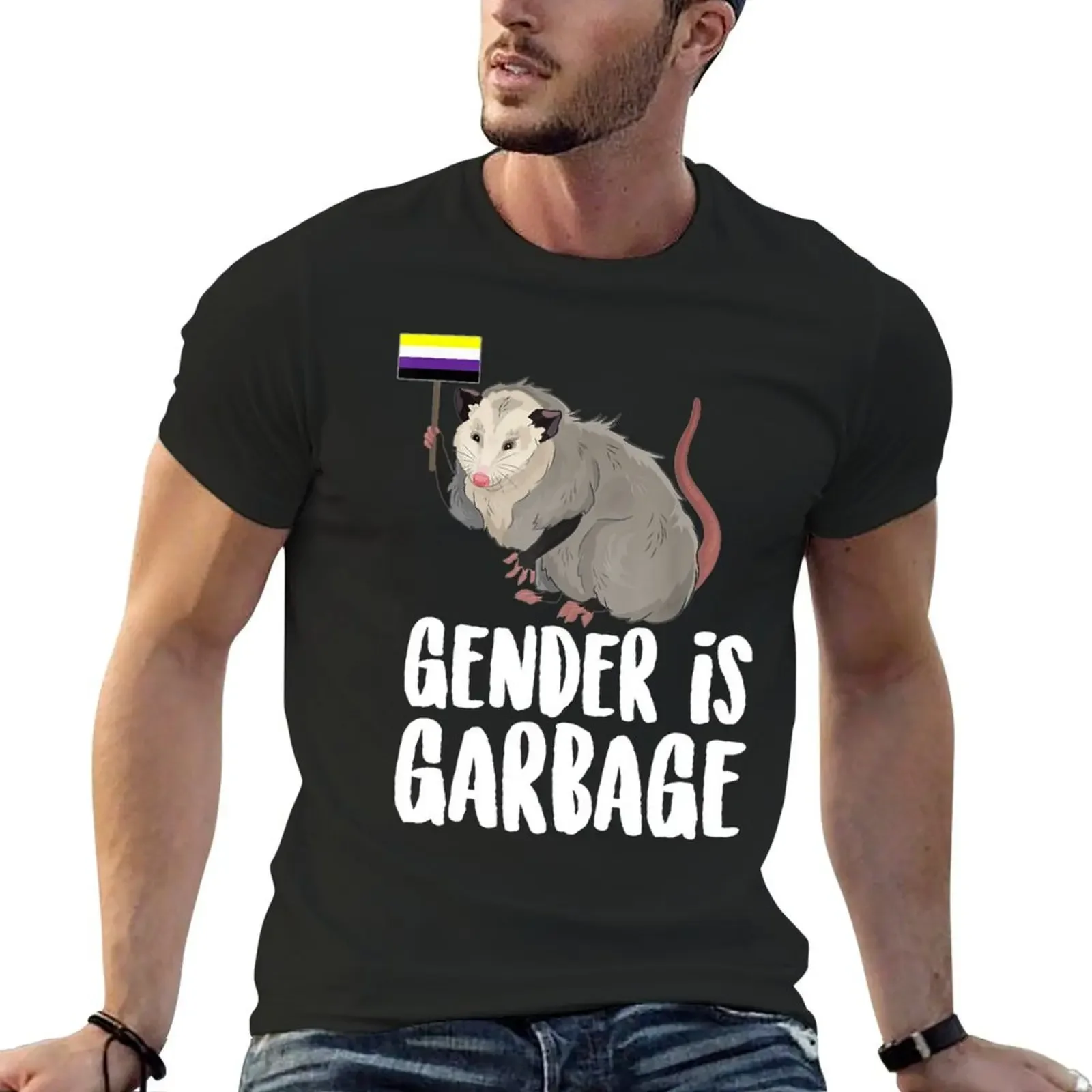 Футболка Gender Is Garbage Genderfluid NonBinary Possum таможенный дизайн футболка с короткими