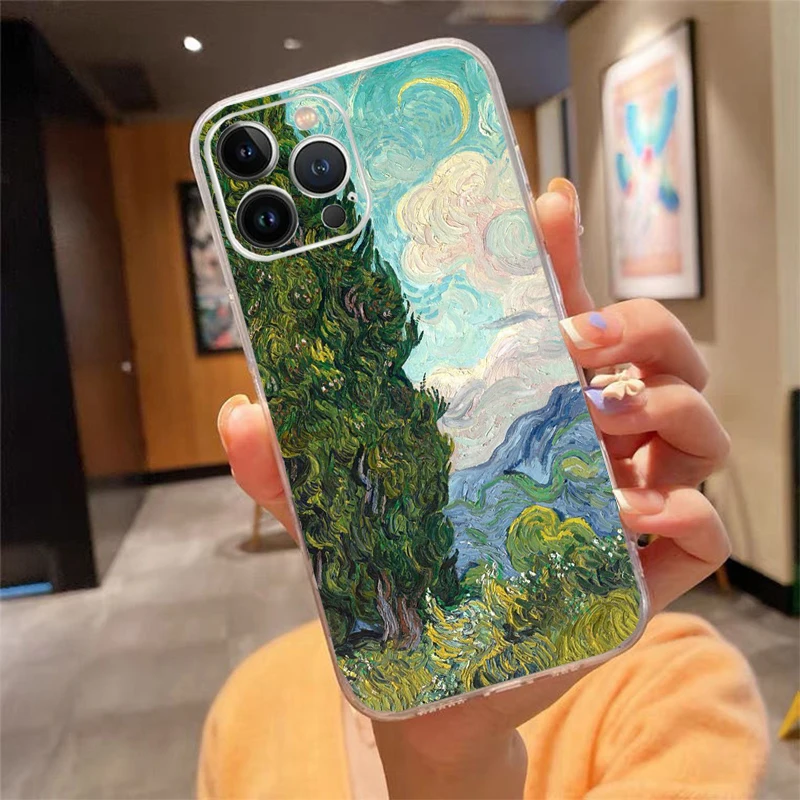 Чехол для Телефона iphone 16 15 14 Pro Max 13 12 15Plus 11 цветочный Рисунок Винсента Ван Гога