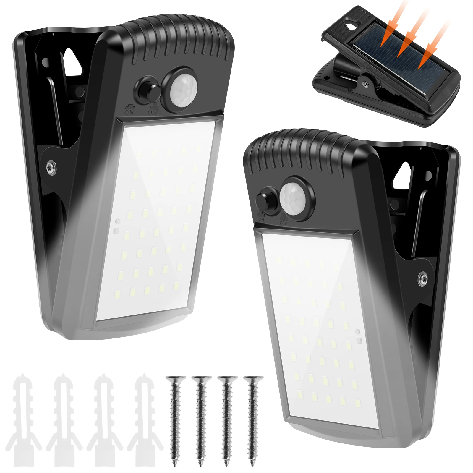 

2Pcs Solar Clip On Light IP65 Waterproof 40LED Solar Motion Sensor Light with 2 Modes Wireless Solar Powered Fence Light Outdoor