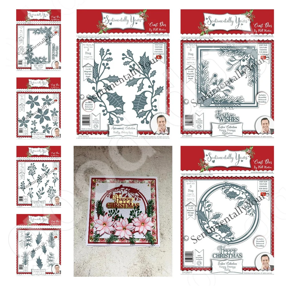 Необычная рамка Падуба бутоны Розовые Ягоды омела металлическая высечка