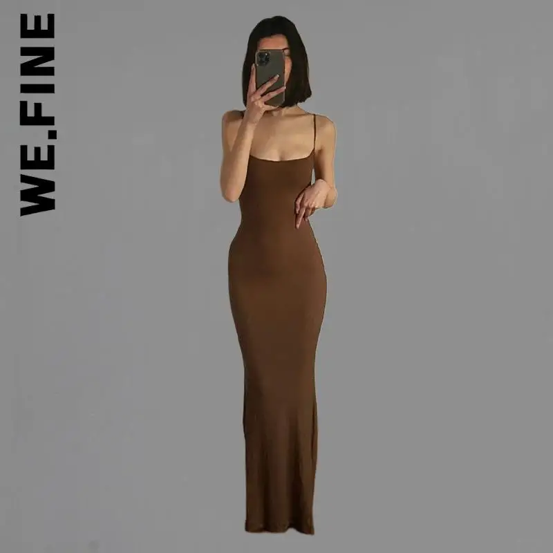 

We.Fine New Dress Women Stylish Strap Backless Long Maxi Dresses Harajuku Outfits All-Match Soft Woman Clothes Female Vestidos