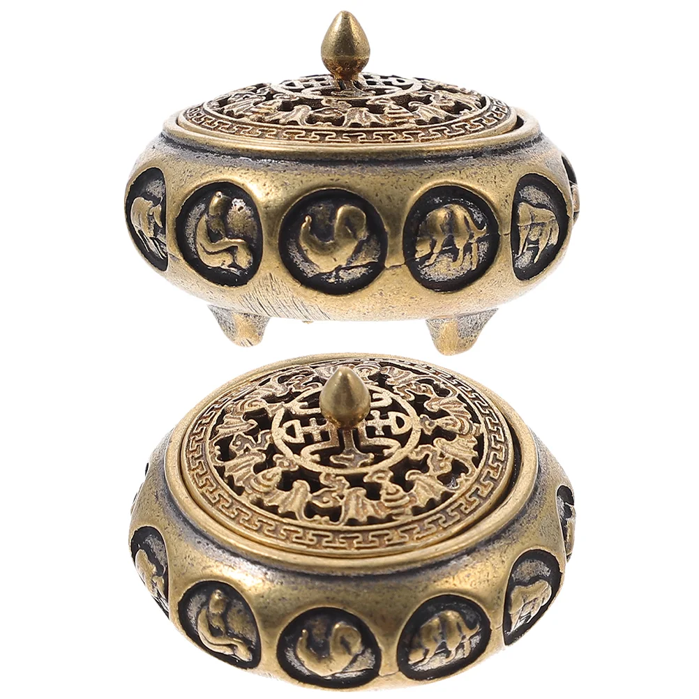 

2 Pcs Aromatherapy Stove Decoration Arabic Decor Bedroom Ornament Aroma Burner Brass Incenses Burner