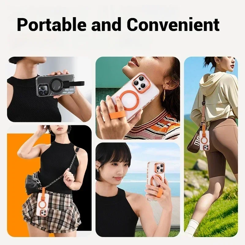 Чехол для телефона Oatsbasf iPhone 16/Pro/Plus/16 Pro Max со съемным силиконовым ремешком и