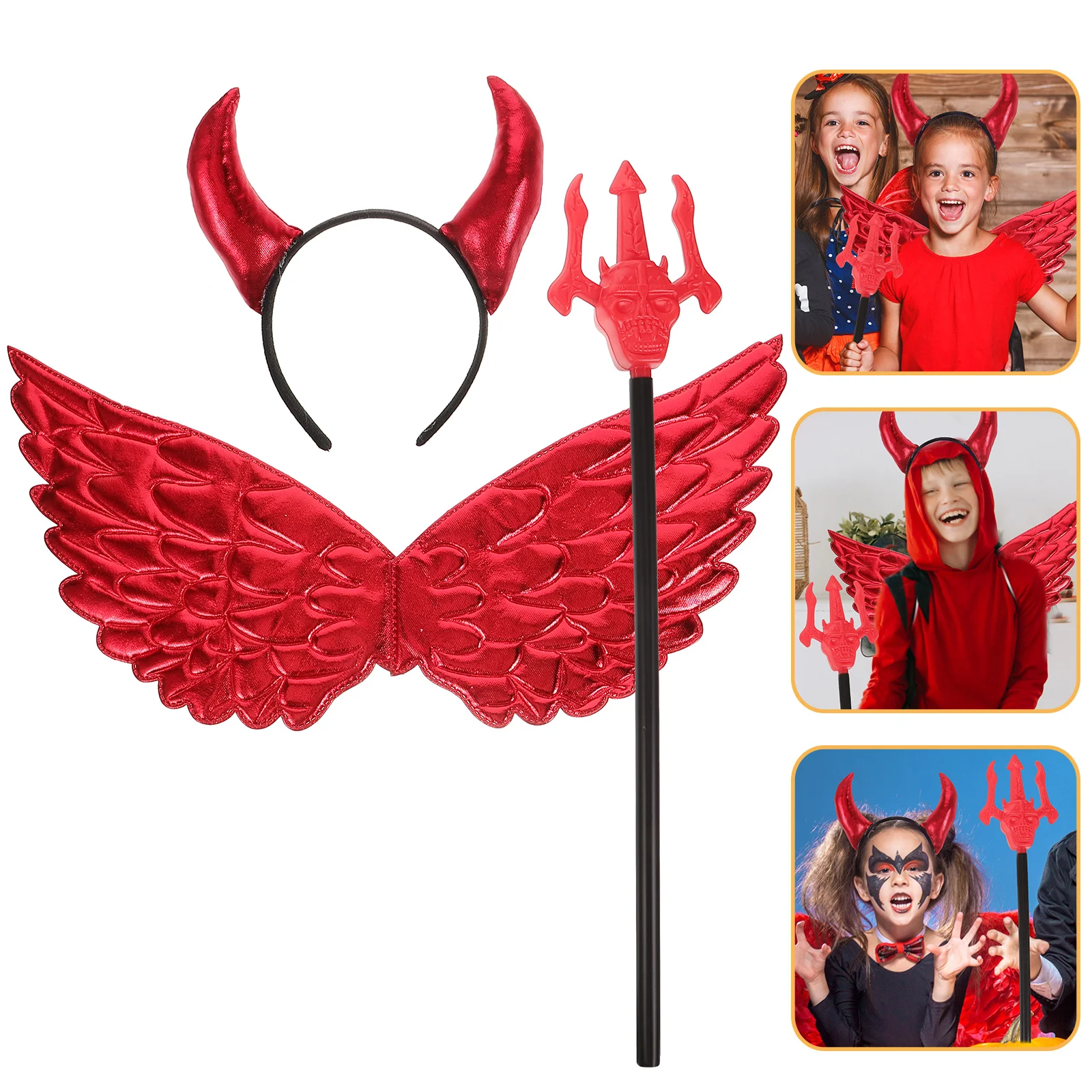 

Demon Wings Set Halloween Decoration Clothing Tail Cosplay Props Party Accessory Plastic Bow Tie