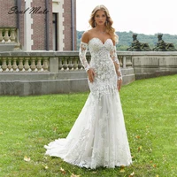 elegant sweetheart mermaid wedding dress for women detachable sleeves appliques bridal gown backless bridal dress robe de mari%c3%a9e