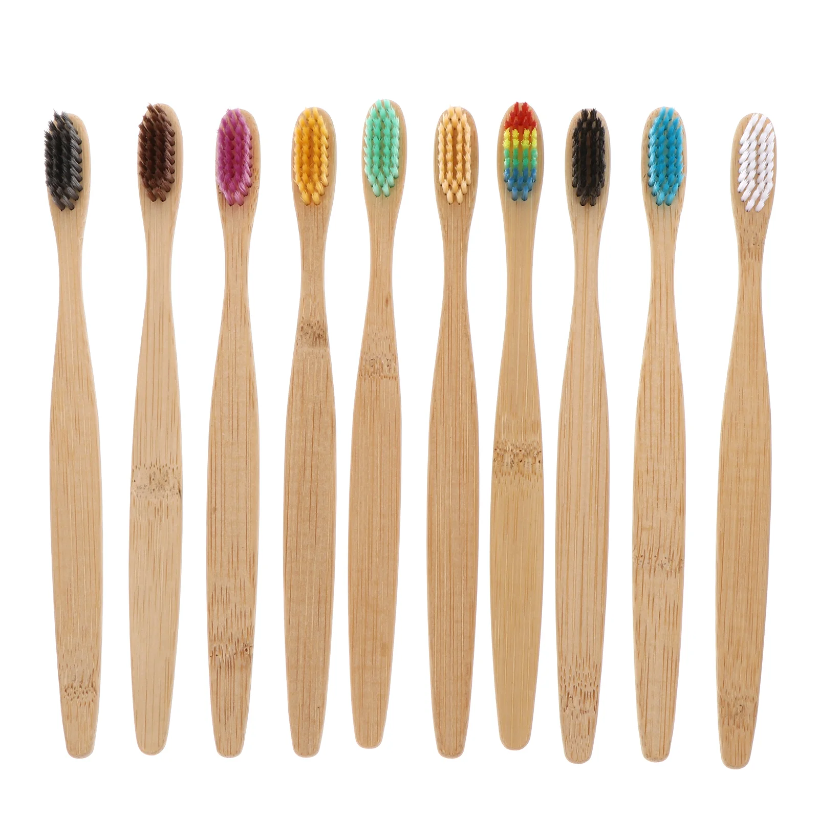

10Pcs Creative Durable Simple Practical Convenient Bamboo Toothbrushes for Adults